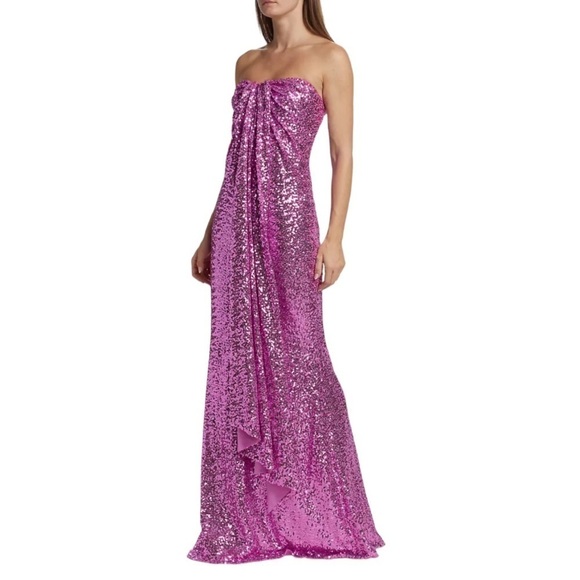 Badgley Mischka Sequin Floor-Length Strapless Gown - Picture 1 of 10